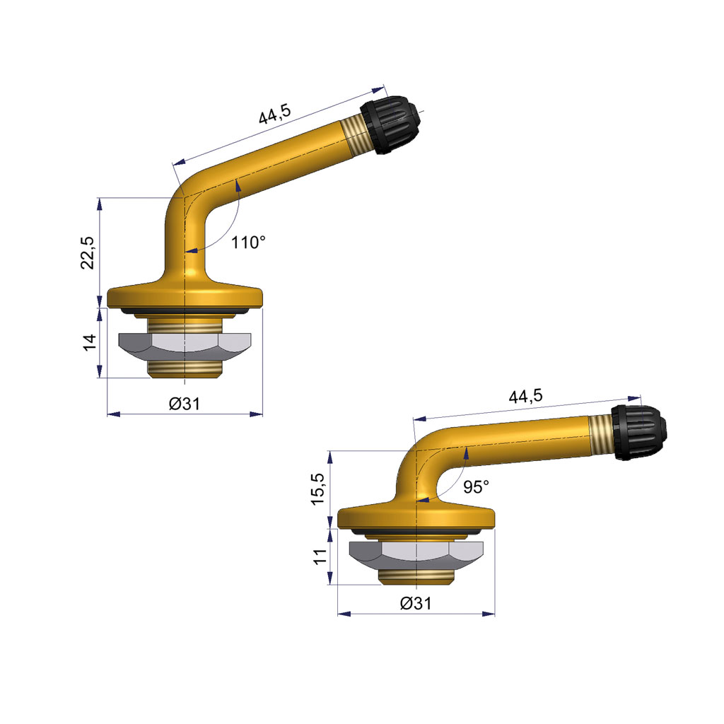 Valvula-llanta-plana-serie Válvulas camión llanta plana