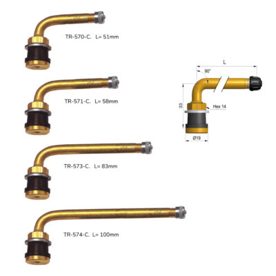 Válvulas llanta 385 codo
